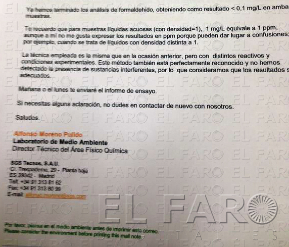 El análisis del Comité de Empresa reconoce la normalidad del agua