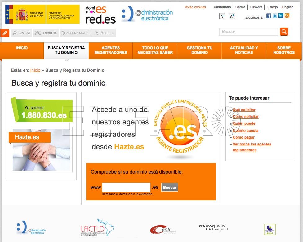 Los dominios ‘.es’ crecen un 15,6% en cinco años hasta los 917 registros