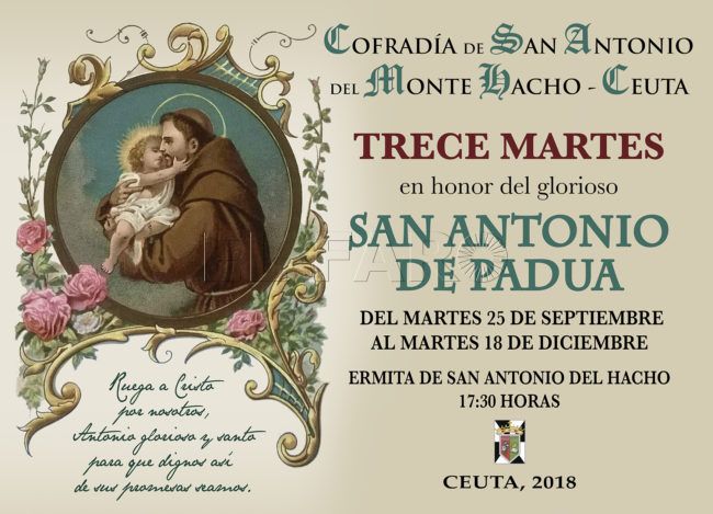 La Cofradía de San Antonio celebra ‘Los Trece Martes’ a partir del 25 de septiembre