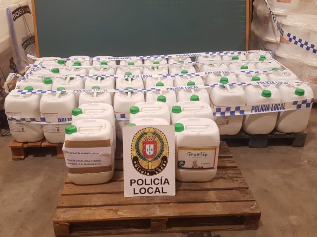 Incautados en el Príncipe 840 litros de productos para cultivo de cannabis