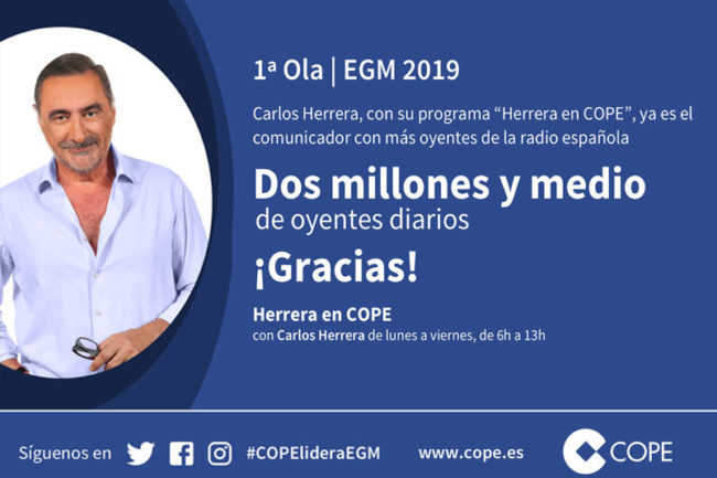 Herrera en COPE ya es el comunicador con más oyentes de la radio española