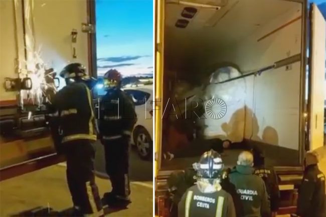 Dos inmigrantes, dentro de una batea frigorífica, telefonean para que los rescaten