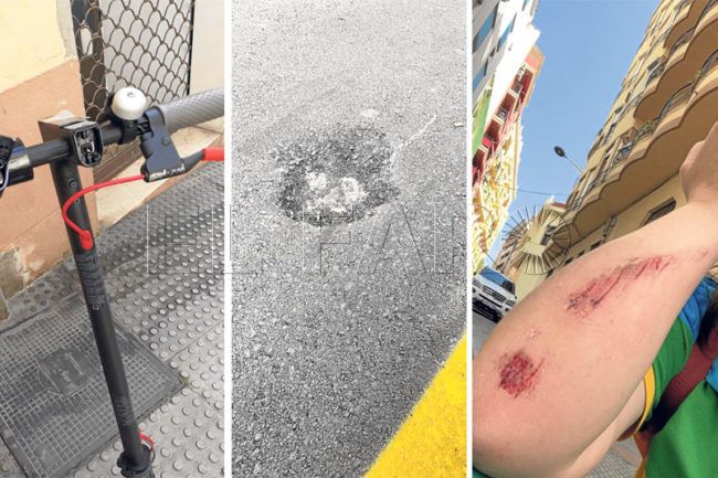 El Faro - Accidente en patinete eléctrico y Atestados cerrado: todo por un socavón en la carretera