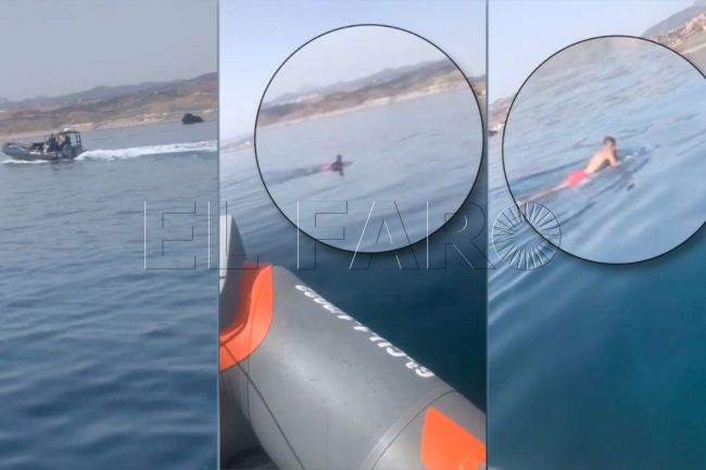 Cruza de Marruecos a Ceuta con un flotador amarrado a su cintura