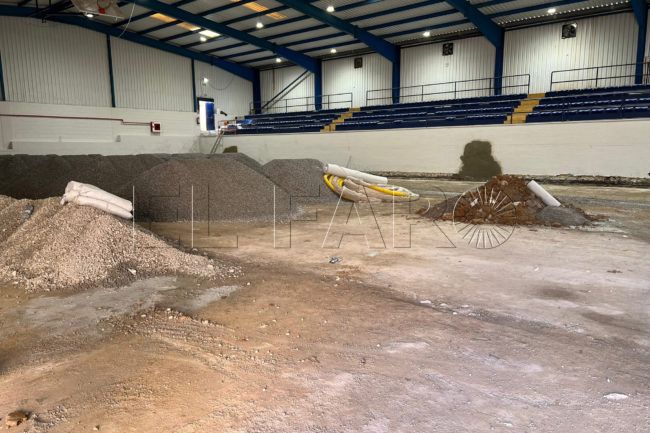 Las obras para acondicionar el polideportivo Santa Amelia, en proceso