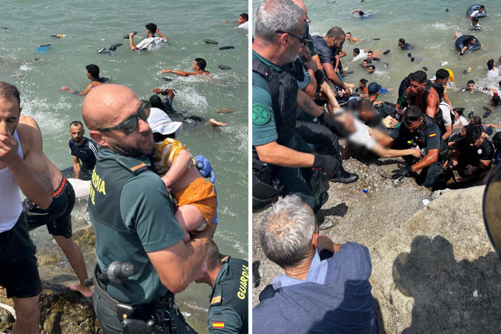 El otro lado de la tragedia en el espigón del Tarajal: la Guardia Civil salva vidas
